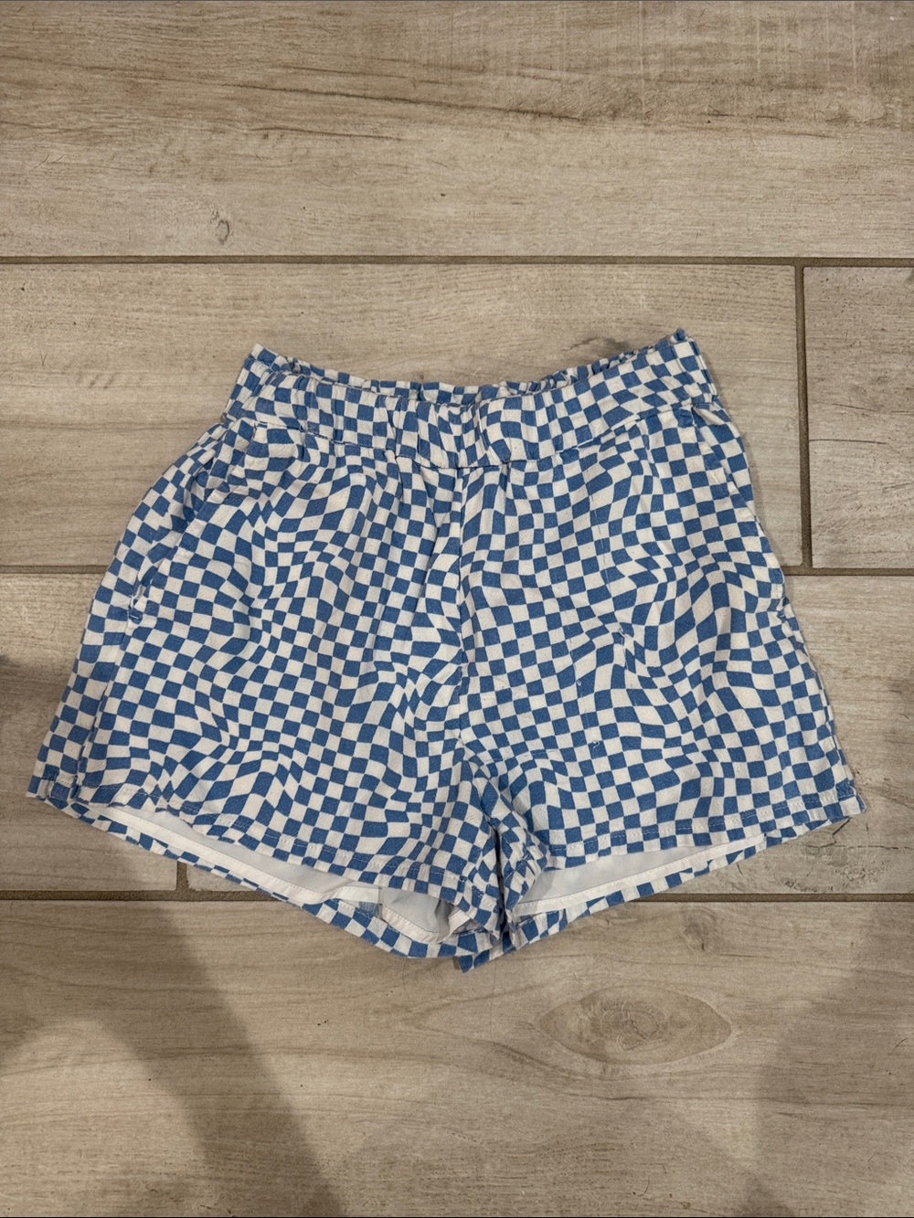 Hollister Blue and White Checkerboard Athletic Shorts